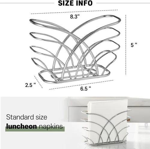 Miniatura 3 de Servilletero para mesa – Dispensador de servilletas vertical de hierro plateado para servilletas de papel, dispensador de servilletas para cocina
