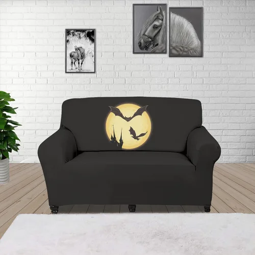 Miniatura 3 de Boatee Funda elástica para sofá con diseño de murciélago y luna de Halloween, funda de sofá suave, lavable, protector de muebles con parte inferior