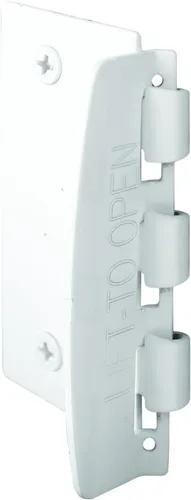 Prime-Line U 9888 - Cerradura de puerta de acción abatible, cerradura de privacidad blanca reversible con tornillo antibloqueo para modo seguro para