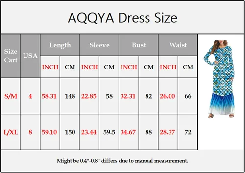 Miniatura 3 de AQQYA Vestido largo ajustado con cuello redondo y estampado 3D para mujer, disfraz de sirena para cosplay