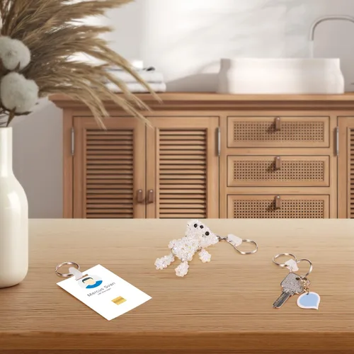 Miniatura 6 de OIIKI 100 clips de plástico para llavero, conector acrílico transparente, pestañas a presión, tarjetero para llaves, anillos, oficina, tarjetas
