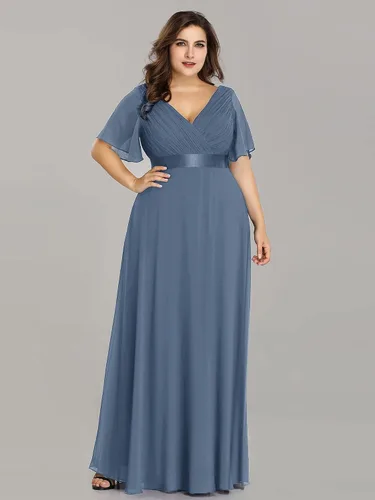 Miniatura 159 de Ever-Pretty Vestido formal para mujer, Navidad, Año Nuevo, cuello en V, gasa, talla grande, largo hasta el suelo, vestido de dama de honor