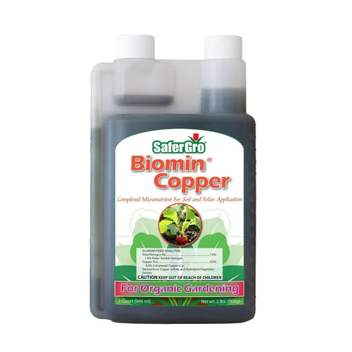 SaferGro Biomin® Copper, Fertilizante líquido orgánico, cobre complejado para deficiencia de cobre o suplemento, aplicación de suelo y foliar, 1