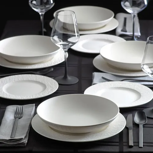 Miniatura 8 de Villeroy & Boch Manufacture Rock Blanc - Juego de vajilla de 12 piezas, servicio para 4, platos llanos, platos de ensalada y cuencos para pasta