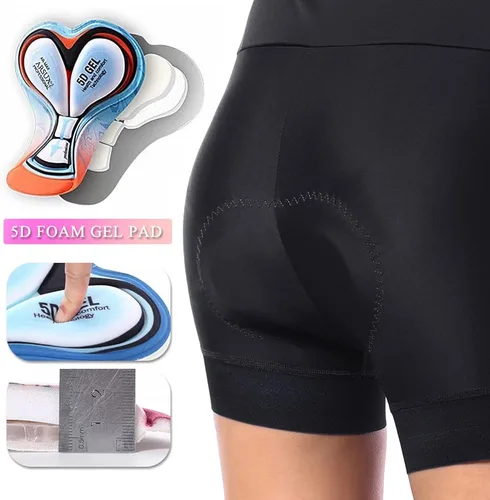Miniatura 4 de Falda de ciclismo para mujer con pantalones cortos acolchados, falda de bicicleta de cintura alta con acolchado y bolsillos, pantalones cortos