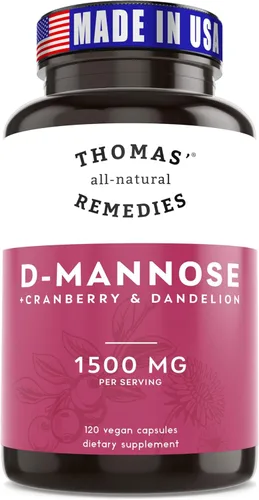 Thomas' all-natural Remedies D-manosa 1200mg - con arándano y diente de león - Apoyo natural para la salud del tracto urinario y las infecciones