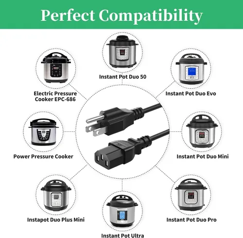 Miniatura 2 de Cable de alimentación compatible con olla a presión eléctrica de olla instantánea, olla arrocera, olla rápida de energía, microondas, máquina