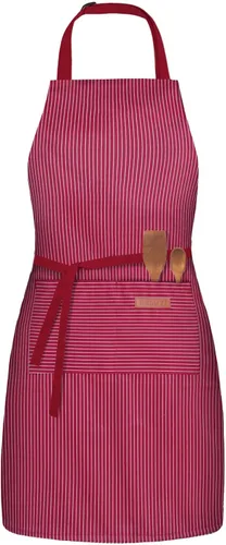 BeLuyi Delantal con babero ajustable con 2 bolsillos, delantales de chef, cocina, cocina, restaurante para mujer, hombre Rayas de vino