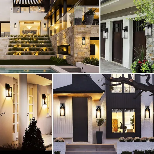 Miniatura 6 de Paquete de 2 luminarias de pared para exteriores de 14 pulgadas del anochecer al amanecer, luminarias de iluminación exterior para montaje en pared