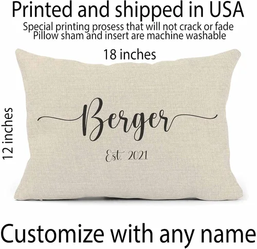 Miniatura 3 de Girls Love A Monogram Almohadas de boda para parejas, almohada personalizada única con nombres, regalo de inauguración de la casa (diseño 1)