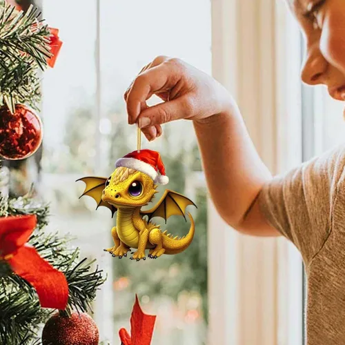 Miniatura 6 de 6 adornos colgantes para árbol de Navidad de dragón, adorno acrílico para colgar de Navidad, decoración gótica festiva, adorno decorativo