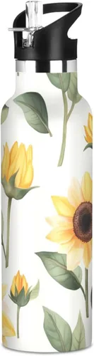 Miniatura 7 de Insulated Water Bottle with Straw Colorful Flowers Double Wall Vacuum Insulated Lightweight for Sport Gym Outdoor Travel School