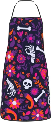Delantal de calavera de azúcar, delantales de cocina para hombres y mujeres, delantal de cocina, delantal de chef, delantales de jardín ajustables