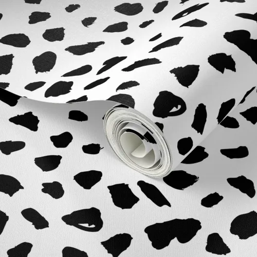 Miniatura 2 de Spoonflower Papel tapiz para despegar y pegar, blanco y negro, puntos de dálmata, puntos de leopardo, piel de animal, género, neutro, impresión