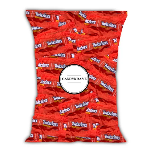 CandyKrave Twizlers - Caramelo de fresa en forma de torsión - (2 libras, más de 70 piezas) Caramelo a granel envuelto individualmente - Caramelo