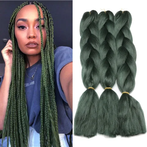 Miniatura 6 de Extensiones de cabello de trenzas jumbo, 3 unidades, color negro puro, 24 pulgadas, 3.53 oz/unidad para trenzado de caja torcida (1B negro)