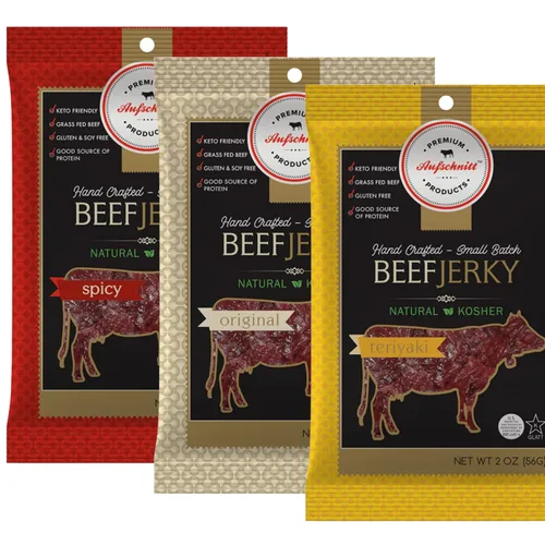 Miniatura 8 de Aufschnitt - Paquete variado de carne seca de res – 12 unidades (2 onzas cada uno) Kosher (certificado Star-K) Certificado USDA 100% carne