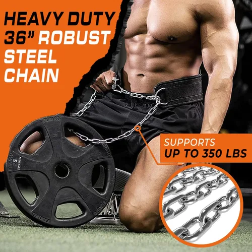 Miniatura 3 de LARA STAR Dip Belt for Weightlifting, Weight Belt for Pull-Ups, Powerlifting, Squats, and Bodybuilding – Heavy-Duty Steel Chain, Neoprene Support
