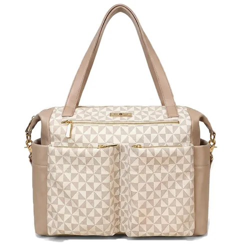 Miniatura 10 de Miss Fong Bolso de cuero para pañales con almohadilla para cambiar, correas, talla única , Negro