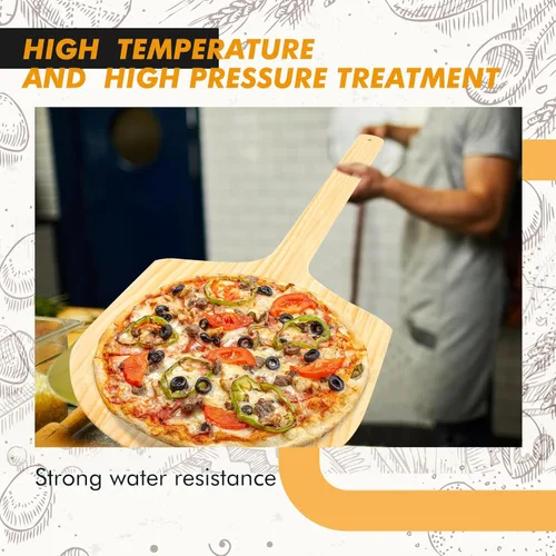 Miniatura 7 de Paquete de 2 cáscaras de madera para pizza, plato de 14 pulgadas de largo x 12 pulgadas de ancho, con mango de madera de 22 litros, 36 de longitud