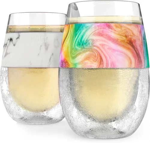 Miniatura 19 de Host Set de Tazas para Vino Congelables de 2 - Tazas de Plástico de Doble Pared Aisladas para Enfriar Vino con Gel Congelable, Vasos de Vino