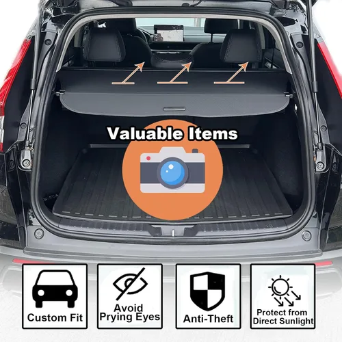 Miniatura 7 de Cubierta de carga para accesorios Honda CRV 2023-2025 2026, (textura de fibra de carbono) para Honda CRV 2023-2026 Accesorios (incluye híbrido)