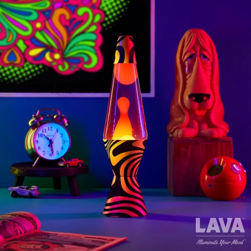 Miniatura 4 de Lava Lámpara – 14.5'' Groovy Gradient Flocado Base – La Luz de Movimiento Original – Cera Amarilla y Líquido Púrpura – Artículo #2015