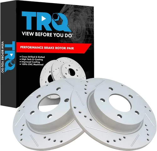 Miniatura 277 de TRQ Juego de rotores de freno de rendimiento trasero con revestimiento G premium compatible con Mazda 6 2014-2021