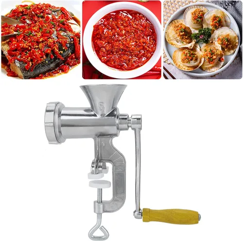 Miniatura 7 de Picadora de carne, máquina de picar manual de aleación de aluminio para el hogar, picadora de carne de salchicha, moledora de pimienta con tubo