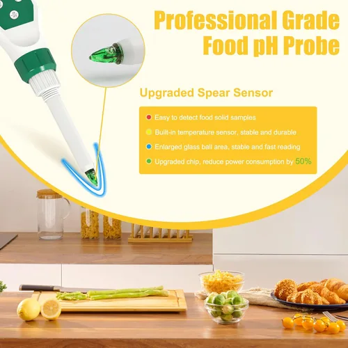 Miniatura 3 de Medidor digital de pH para alimentos, probador de pH de alimentos con sonda de pH de alta precisión para masa madre y pan, medidor de pH