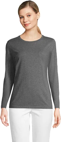 Miniatura 3 de Lands' End Camiseta de manga larga, cuello redondo y holgada, de algodón Supima, para mujer