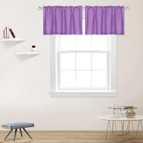 Miniatura 49 de DECOVSUN Cenefas Aqua para ventanas de cocina, con bolsillo para barra, opacas, con aislamiento térmico, 1 panel de 42 x 18 pulgadas
