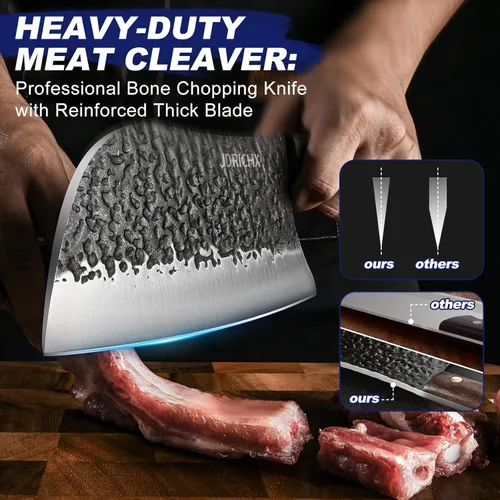 Miniatura 5 de Juego de Cuchillos de Carnicero, 4 PIEZAS Cuchillo de Chef Serbio Forjado a Mano de Alta Resistencia, Cuchillo de Carne, Cuchillo de Deshuesado