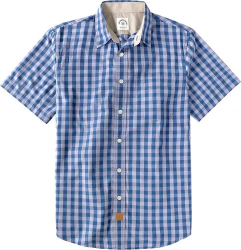 Miniatura 14 de Dubinik® Camisas de manga corta con botones para hombre, 100% algodón, a cuadros, camisas casuales con bolsillo