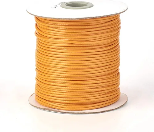 Miniatura 37 de Cordón de poliéster encerado coreano de 100 yardas, hilo de cordón trenzado beige para collar, cuerda de alambre de 0.079 pulgadas con carrete