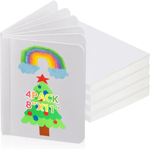 Miniatura 8 de Gueevin 4 Piezas Libro de Cartón de Tapa Dura en Blanco para Niños con Páginas Gruesas y Resistentes para Estudiantes Adultos Dibujo Bocetos
