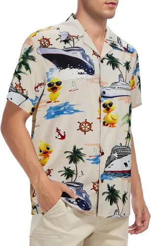 Miniatura 172 de Camisa hawaiana para hombre, con estampado floral, cómoda, con botones, casual, manga corta, ropa de playa para hombre