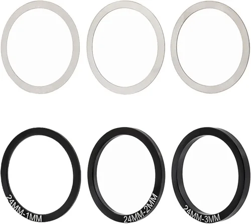 Juego de 6 piezas de bicicleta inferior de la junta de manivela arandela aleación de aluminio rueda arandela espaciador espesor 0.004 in 0.008 in
