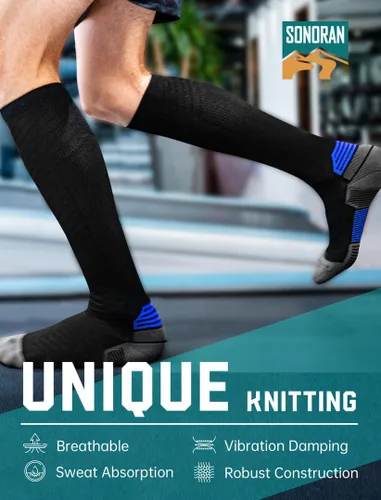 Miniatura 6 de SONORAN Calcetines de compresión para hombres y mujeres (246 pares) 20-30 mmHg de compresión graduada hasta la rodilla para correr, atletismo