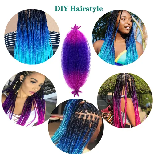 Miniatura 2 de Cabello afro Twist morado degradado de 16 pulgadas, cabello Marley pre-separado para rastas suaves, cabello trenzado Marley Twist Ombre Kinky Spring
