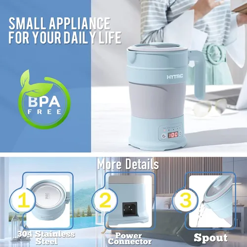Miniatura 7 de HYTRIC Hervidor Eléctrico de Viaje, Hervidor Eléctrico Plegable Pequeño de 700ML Libre de BPA, Hervidor Portátil con Panel Multifuncional, Hervidor