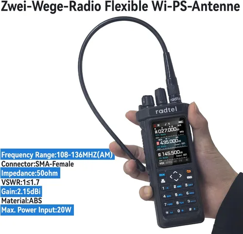 Miniatura 3 de Antena de Aviación Radtel 108-136Mhz, Antena de Banda Aérea SMA-Hembra de 14.96 Pulgadas para Walkie Talkie Compatible con Baofeng 5RM Radtel RT-730