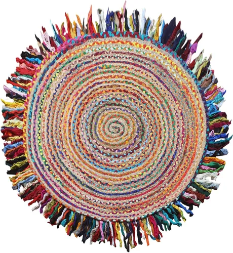 Miniatura 12 de Cape Cod - Alfombra trenzada de fibra de yute natural, alfombras indias kilim – Tapete pequeño de 3 x 2 pies tejido a mano de tejido plano para uso