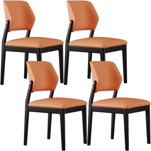 Miniatura 49 de YVYKFZD Wooden Dining Chairs Set, Leather Dining Room Chair, Upholstered Kitchen Chairs with Curved Backrest, Armless Living Room Chair, for Bedroom