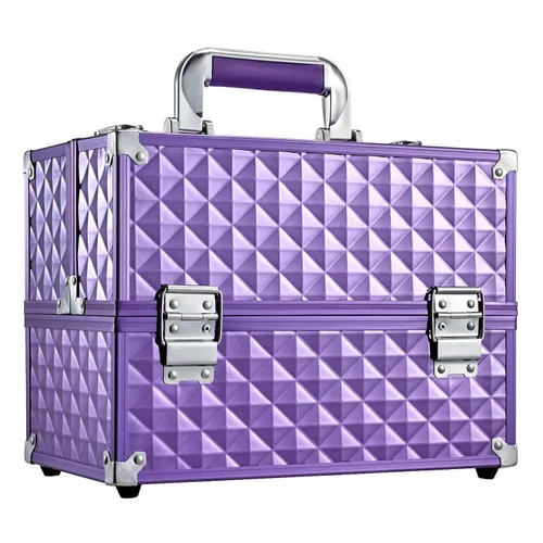 Miniatura 11 de Frenessa - Maletín de maquillaje portátil de 12 pulgadas, 6 bandejas de maquillaje, organizador de maquillaje profesional con llaves con cerradura