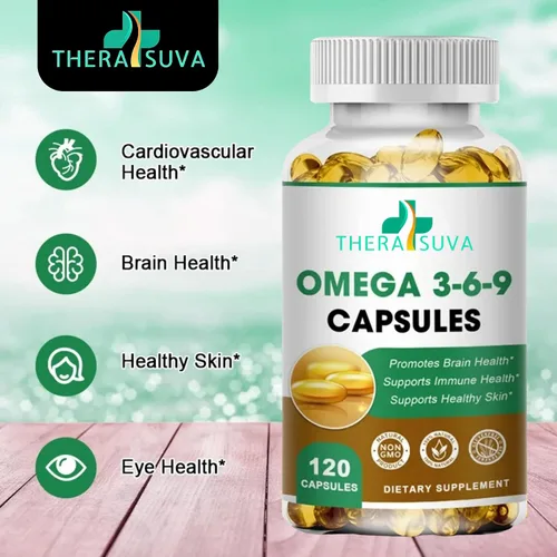 Miniatura 3 de Omega 3-6-9 de alta potencia, suplemento natural 100% de origen vegano para la salud del corazón, el cerebro y la movilidad, suministro de 2 meses