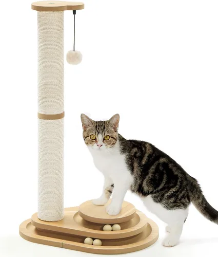 Miniatura 10 de Made4Pets - Poste rascador para gatos, autocuidado para gatos de interior, perca suave para descansar, rascador de sisal natural de 17.5 pulgadas