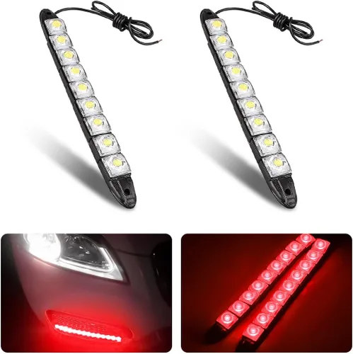 2 piezas de 9 LED tira de luces de circulación diurna DRL, lámpara antiniebla de punto brillante flexible, luz de alto poder de despeje, accesorios