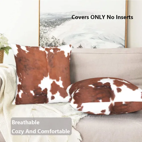 Miniatura 2 de Fundas de almohada de terciopelo, funda de almohada vintage suave para sofá, piel de vaca, piel de vaca, piel de vaca, funda de cojín cuadrada