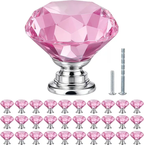 Miniatura 23 de POZEAN Paquete de 6 pomos de cristal para cajones, pomos de gabinete de 1-3/16 pulgadas para tocador con tornillos cortables, manijas de vidrio